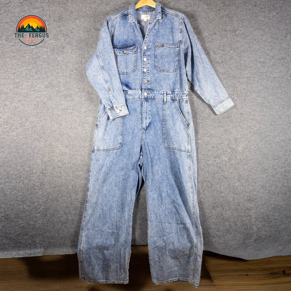 Universal Thread One-Piece Jumpsuit Blue Denim Collared Women's Size 17/R
